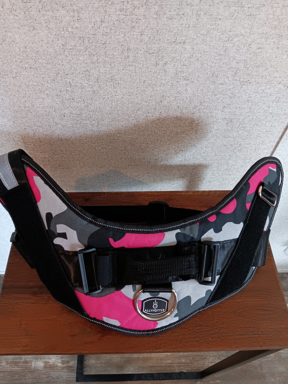 ALLYPOTTER Pink & Gray Camo Dog Harness Size XL